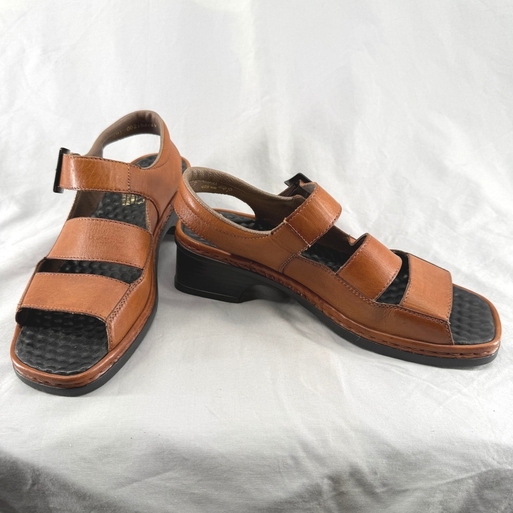 Rieker Antistress Womens Tan Brown Leather Strappy Block Heel Sandals Size 40